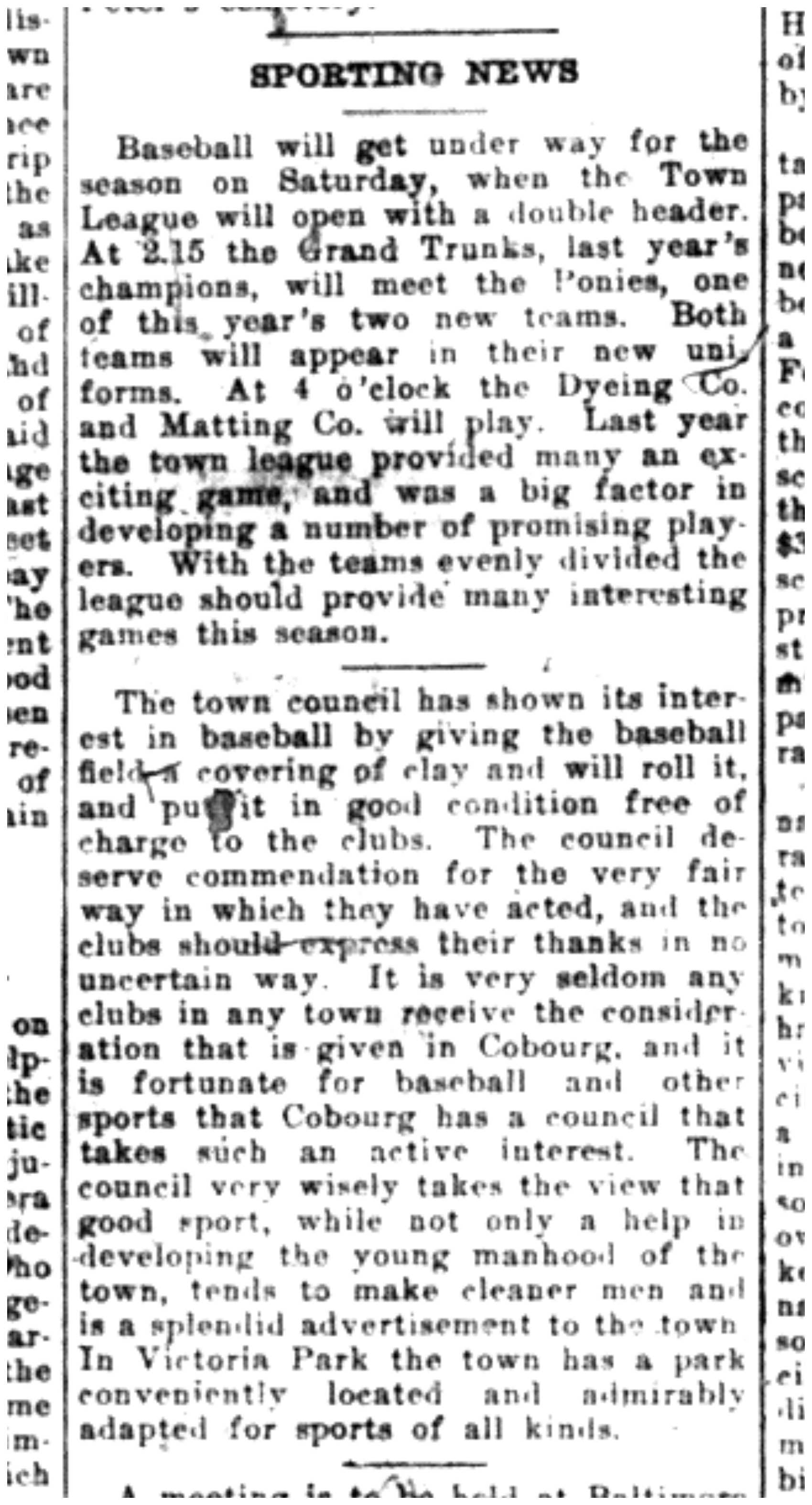 1921-05-05 Baseball -Town League