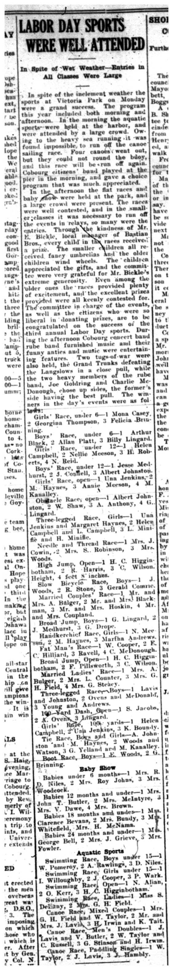 1921-09-08 Sports -Labour Day Games