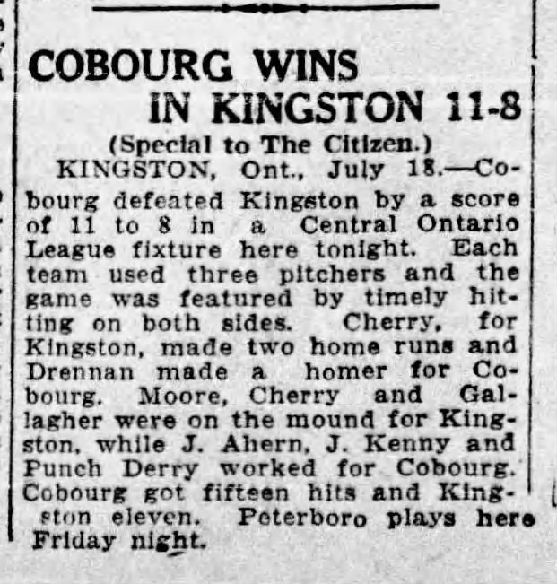 1923-07-19 Baseball -Intermediates vs Kingston -Ottawa Citizen