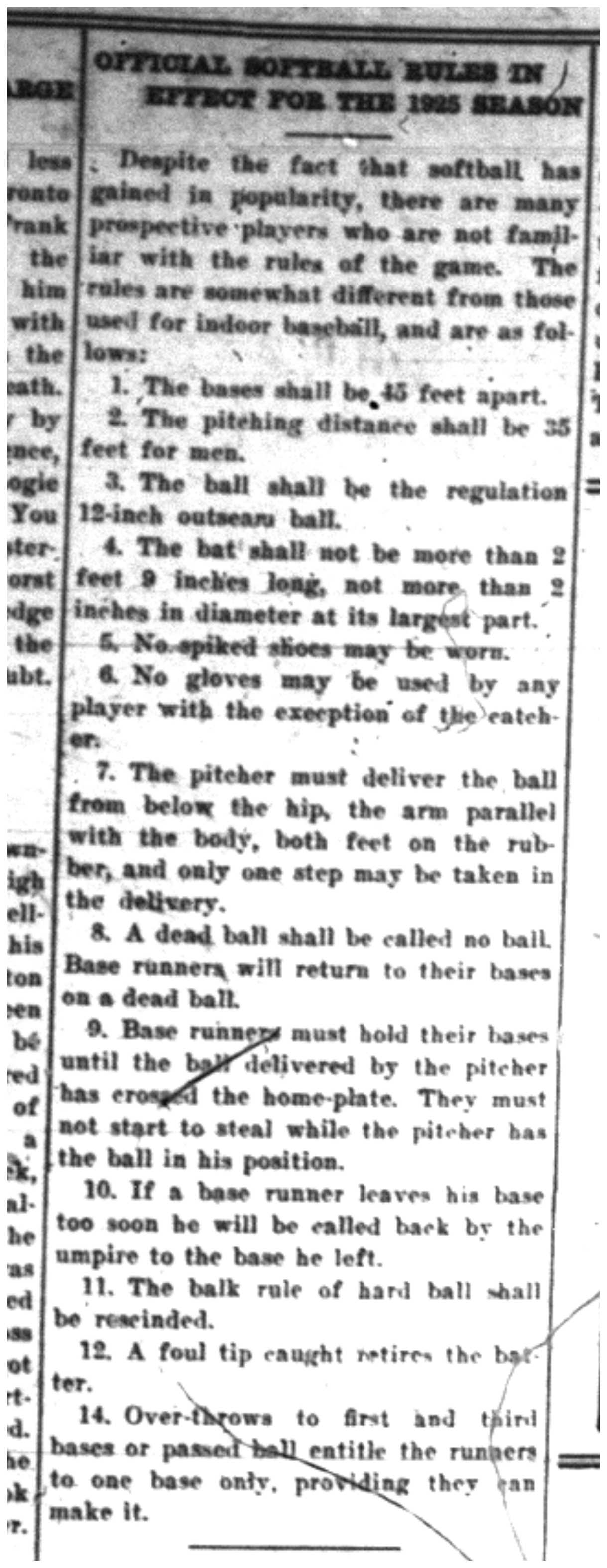 1925-05-07 Softball -Rules