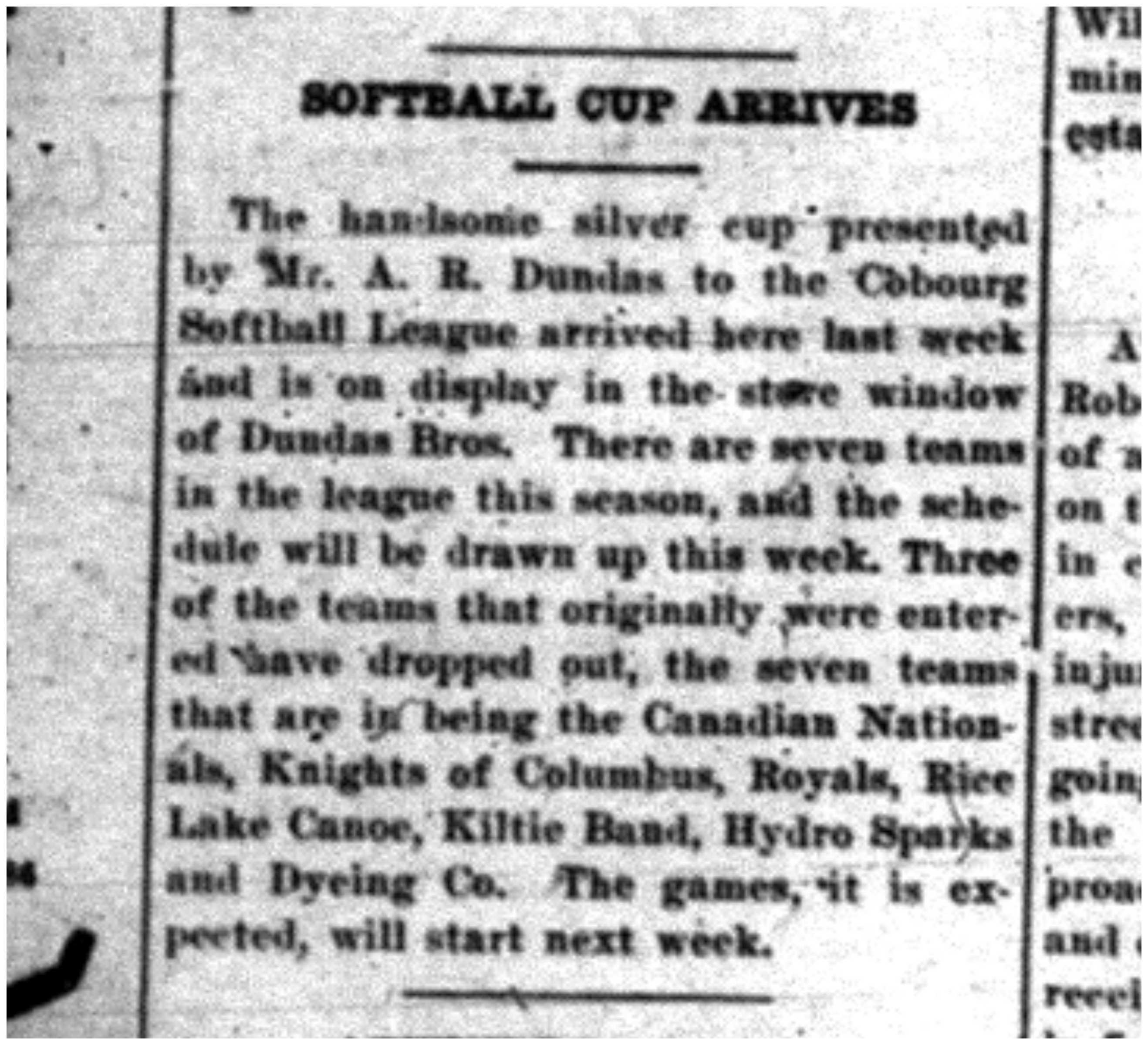 1925-05-26 Softball -League Cup
