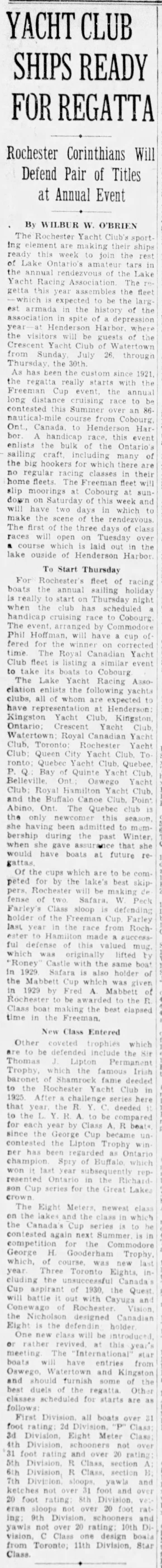 1931-07-21 Yacht Racing -Lake Ontario -Rochester D C