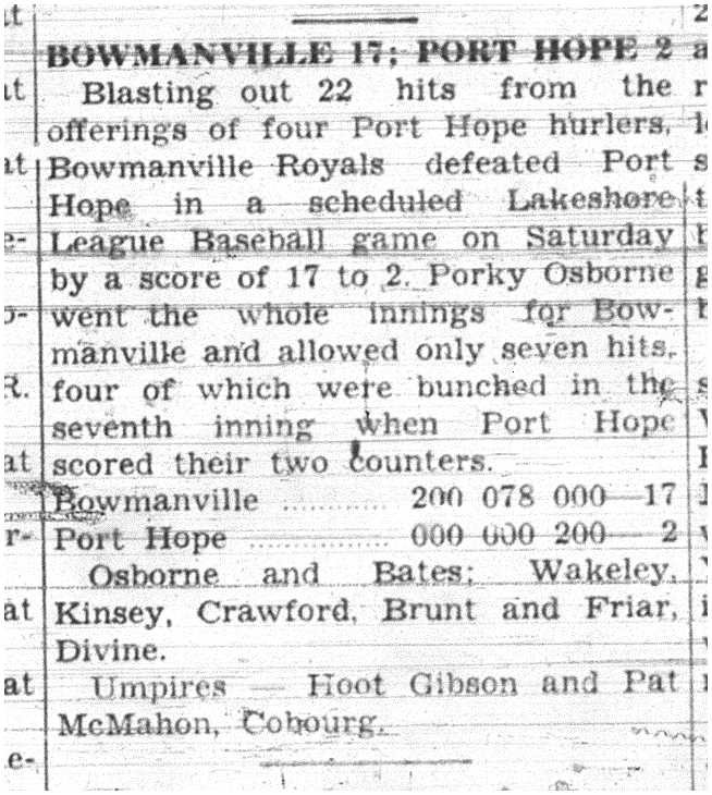 1937-06-10 Baseball - Bowmanville vs PH