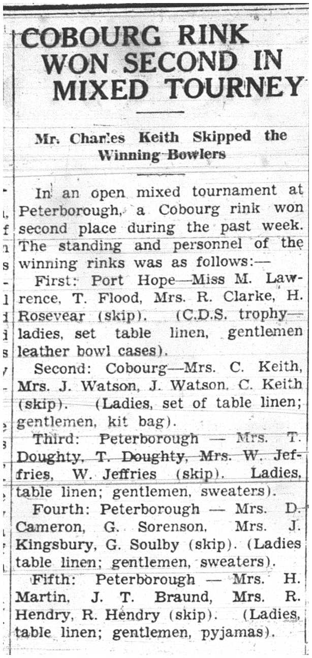 1937-08-19 Lawn Bowling -mixed Tournament