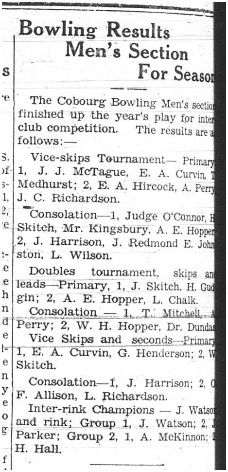 1937-09-30 Lawn Bowling -season results