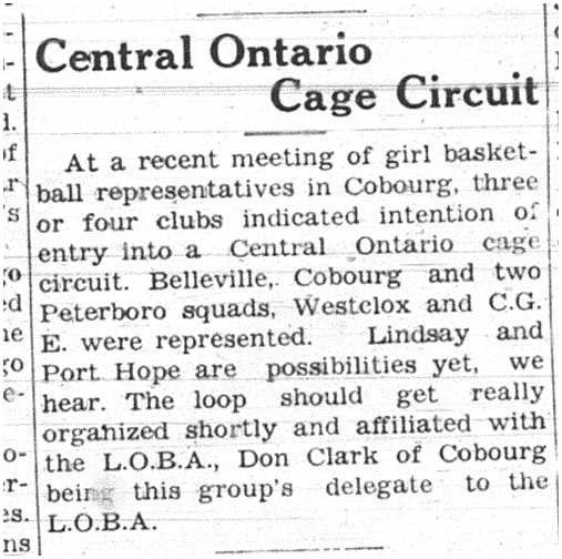 1937-11-18 Basketball - Ladies League forming