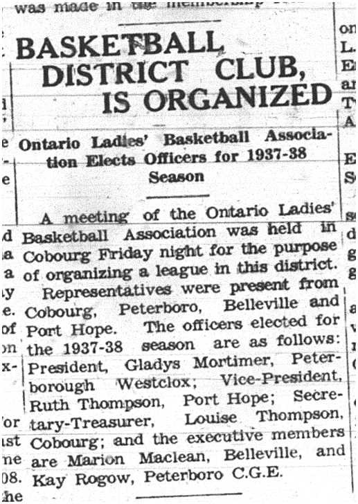 1937-11-25 Basketball - Ladies League names officers