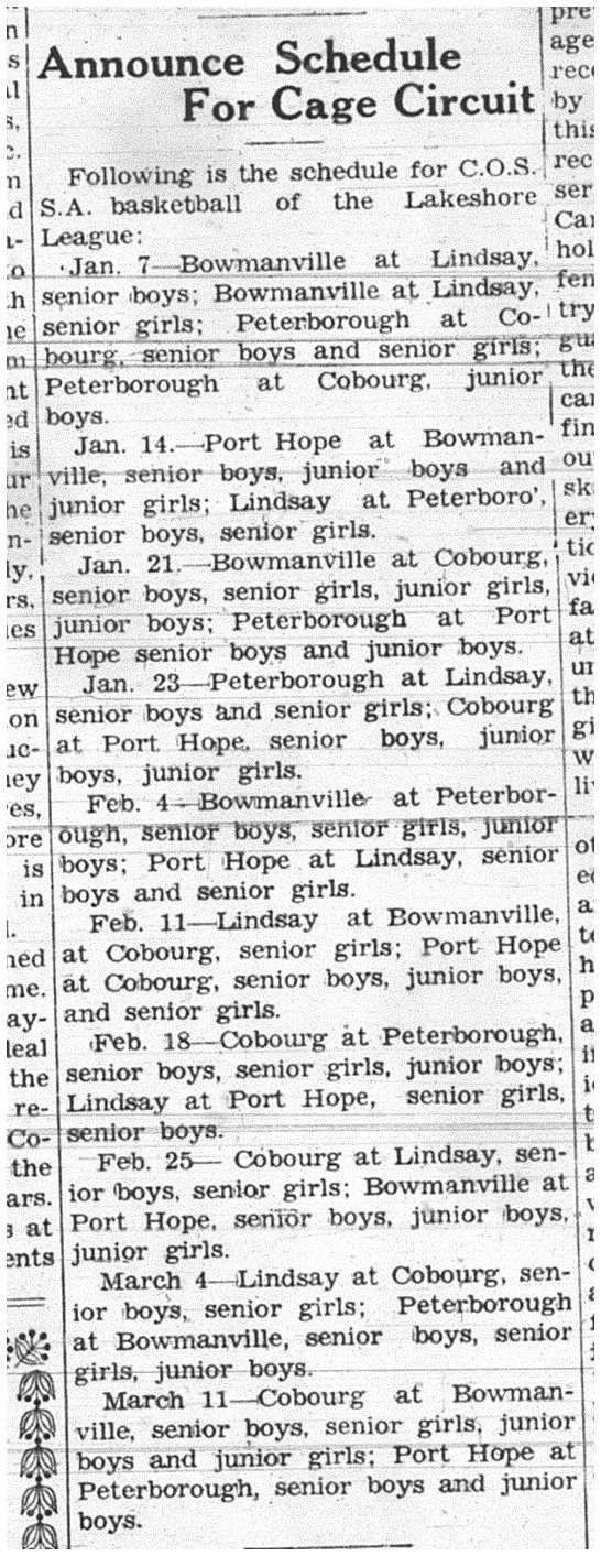 1937-12-23 School -CCI Basketball schedule