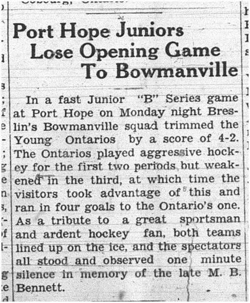 1938-01-06 Hockey -Juniors -PH vs Bowmanville