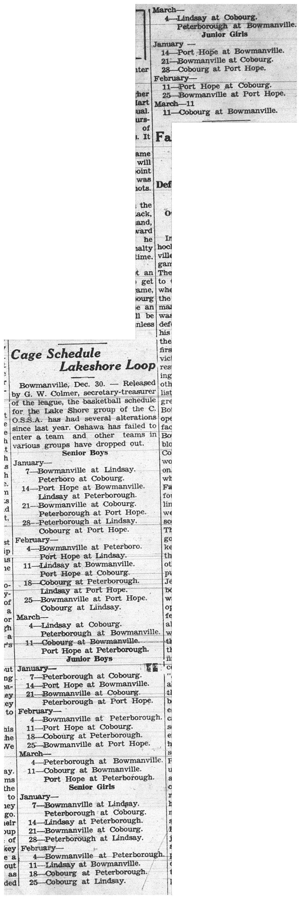 1938-01-06 School -Basketball schedule