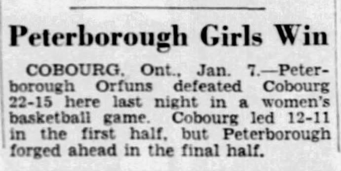1938-01-07 Basketball -Girls-Cobourg vs Ptbo -Windsor Star