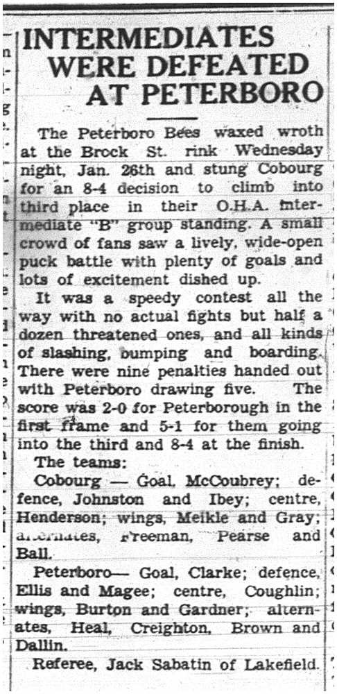 1938-02-03 Hockey -Intermediates vs Peterborough