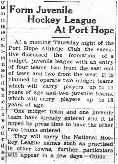 1938-02-03 Hockey -PH forming Midget Juvenile League