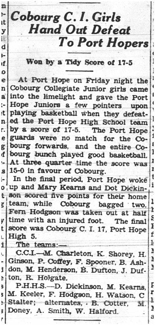 1938-02-09 School -CCI Girls Basketball