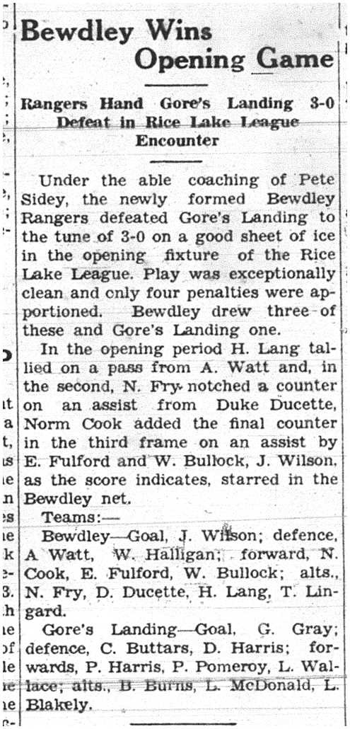 1938-02-10 Hockey -Rice Lake League