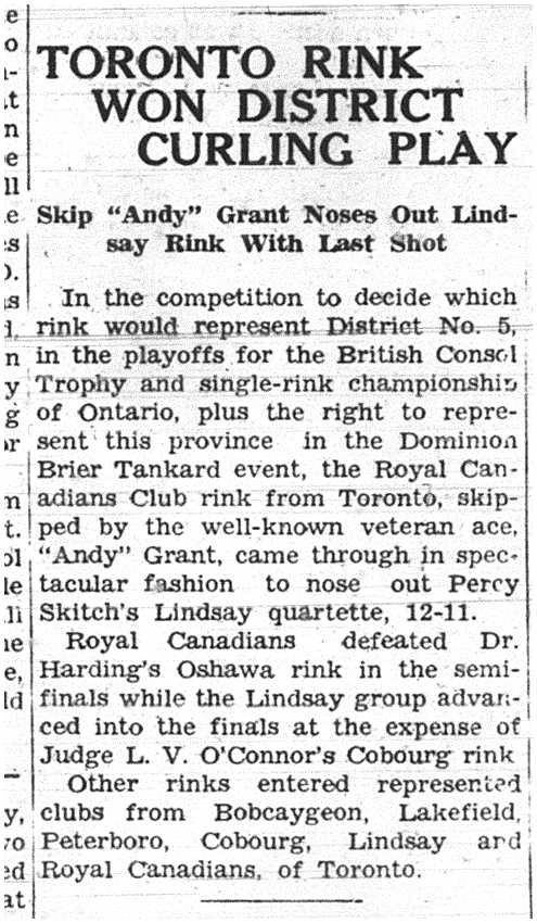 1938-02-17 Curling -Cobourg in playdown to Brier