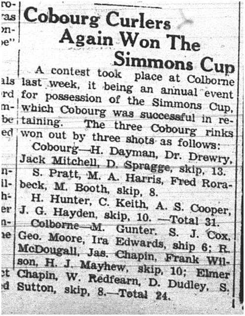 1938-02-24 Curling -Simmons Cup tourney at Colborne