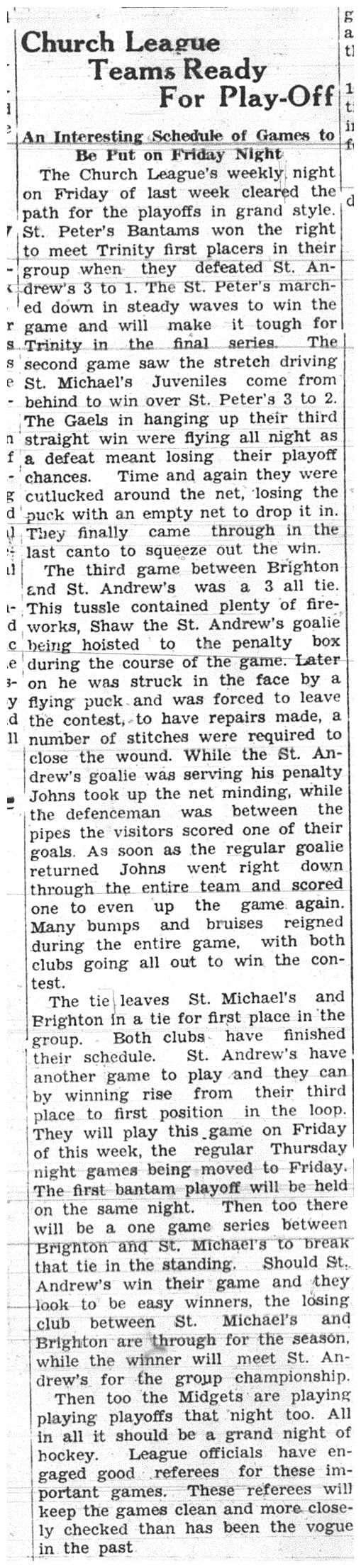 1938-03-03 Hockey -CCHL teams ready for playoffs