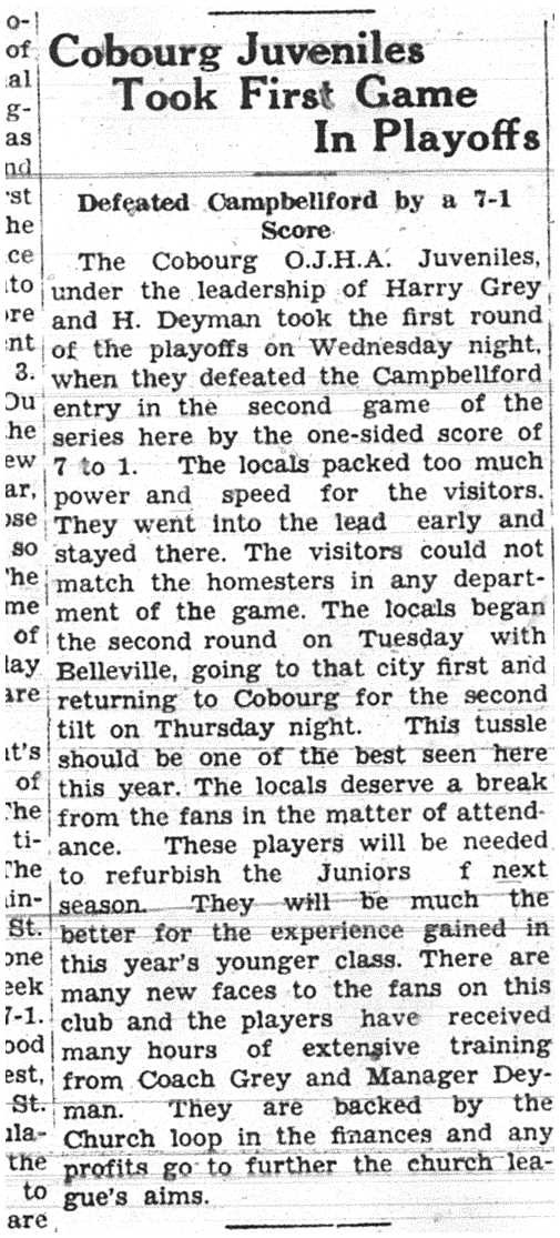 1938-03-10 Hockey -Juveniles vs Campellford