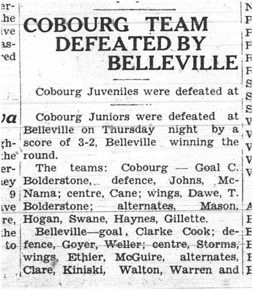 1938-03-17 Hockey -Juniors vs Belleville