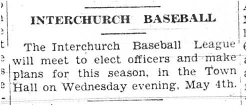 1938-04-28 Baseball -Interchurch League organizing