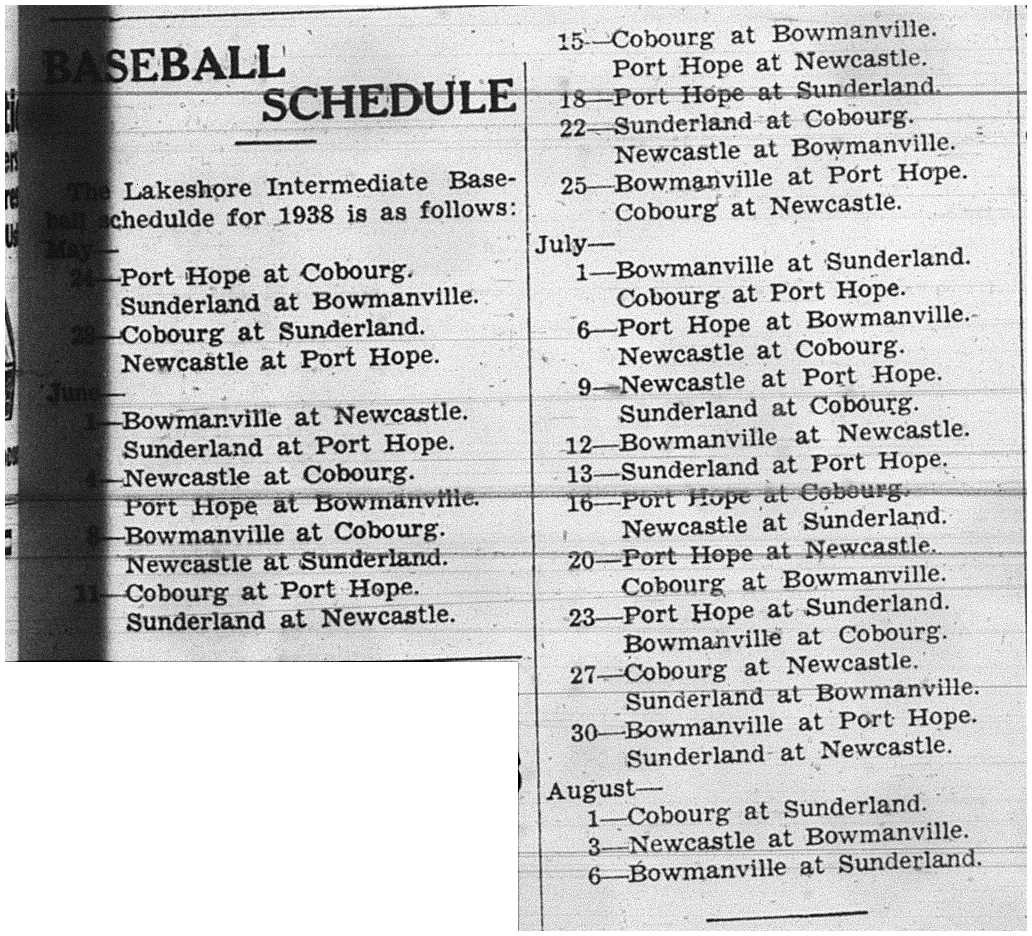 1938-05-12 Baseball -Intermediate schedule