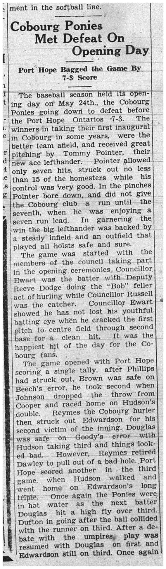 1938-05-26 Baseball -Ponies vs PH1