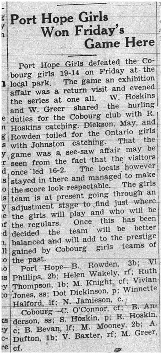 1938-06-02 Softball -Girls vs PH