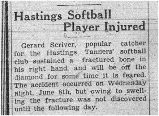 1938-06-16 Baseball -Hastings player injured