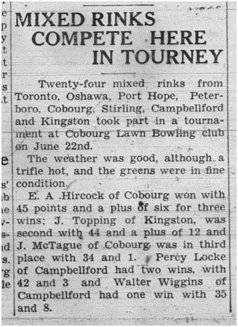 1938-06-30 Lawn Bowling -Mixed tournament