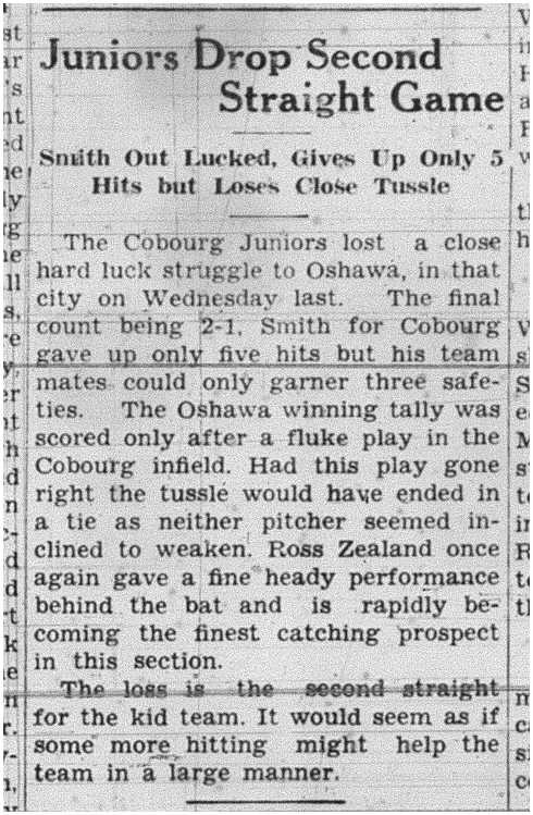 1938-06-30 baseball -Juniors vs Oshawa