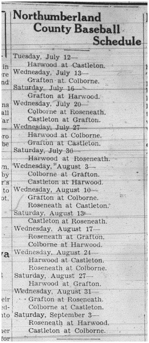 1938-07-07 Baseball -Northumberland County League