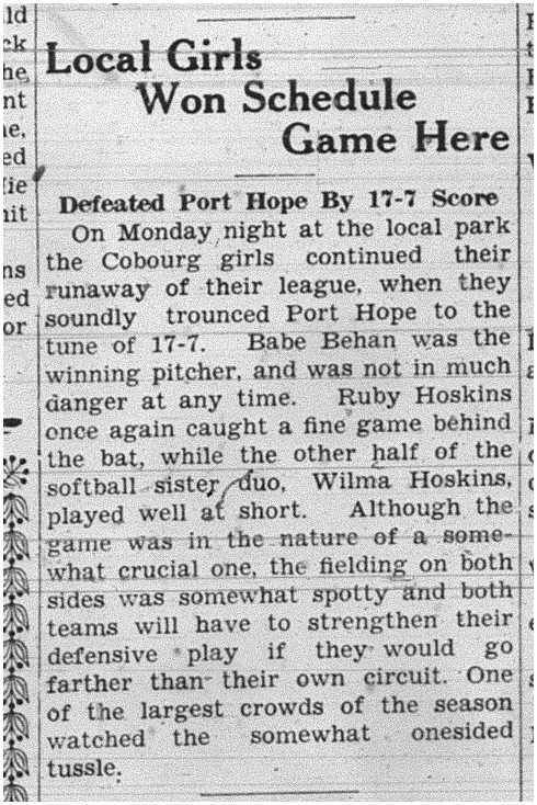 1938-07-07 Softball -Ladies vs PH