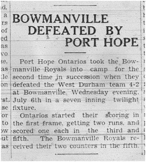 1938-07-14 Baseball -PH vs Bowmanville
