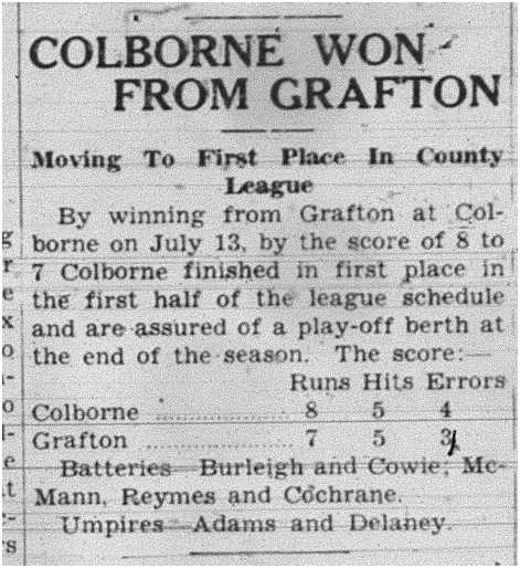 1938-07-21 Baseball -Colborne vs Grafton