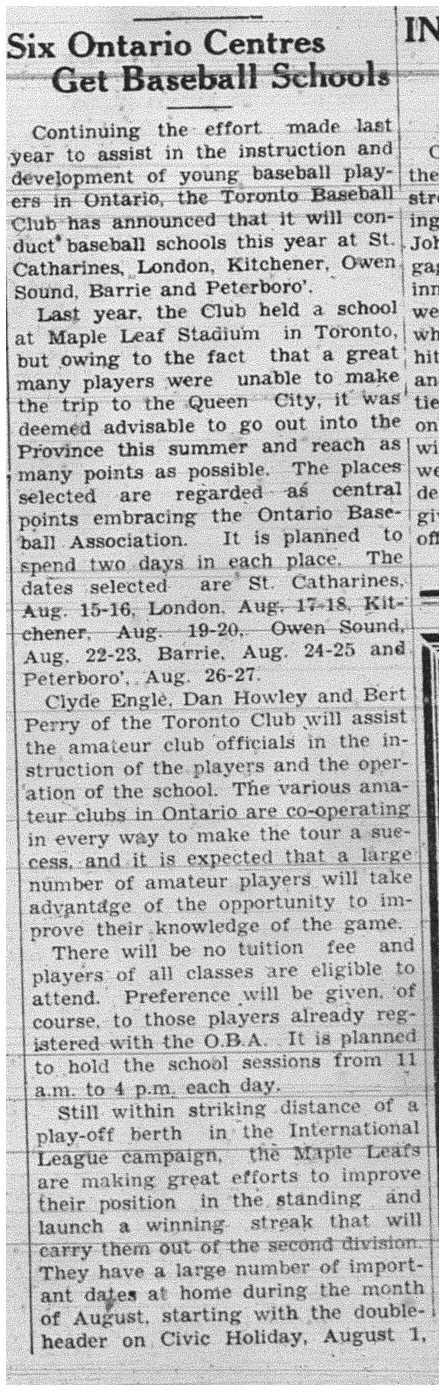 1938-08-04 Baseball -Ontario Schools