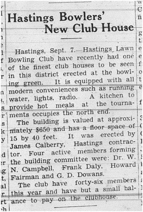 1938-09-15 Lawn Bowling -Hastings new clubhouse