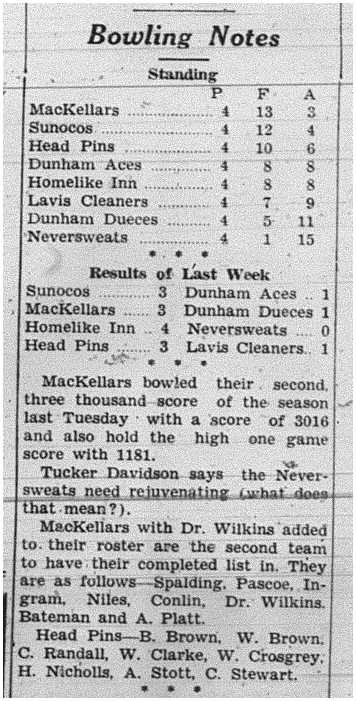 1938-12-08 Bowling -Results