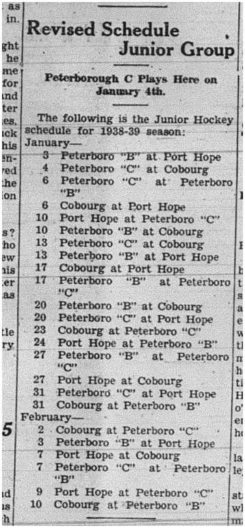 1938-12-22 Hockey -Junior revised schedule
