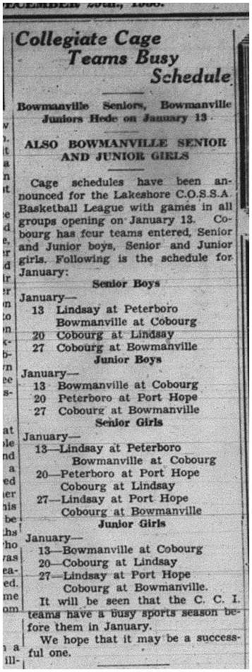 1938-12-29 School -CCI Basketball schedule
