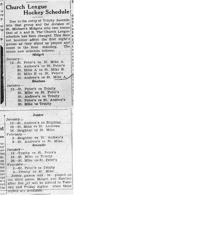 1939-01-12 Hockey -CCHL Schedule