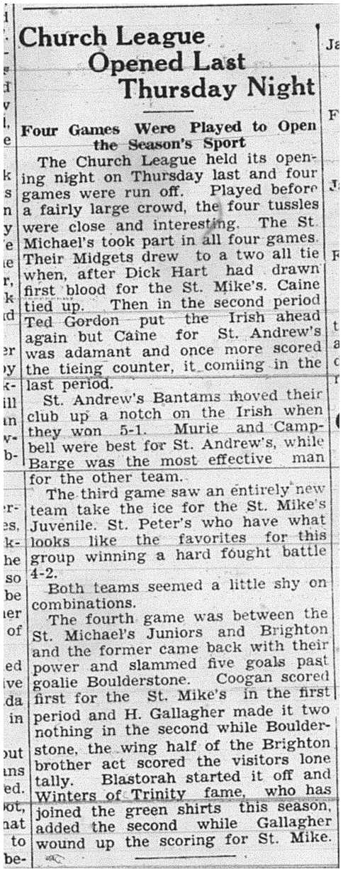 1939-01-12 Hockey -CCHL opening Games