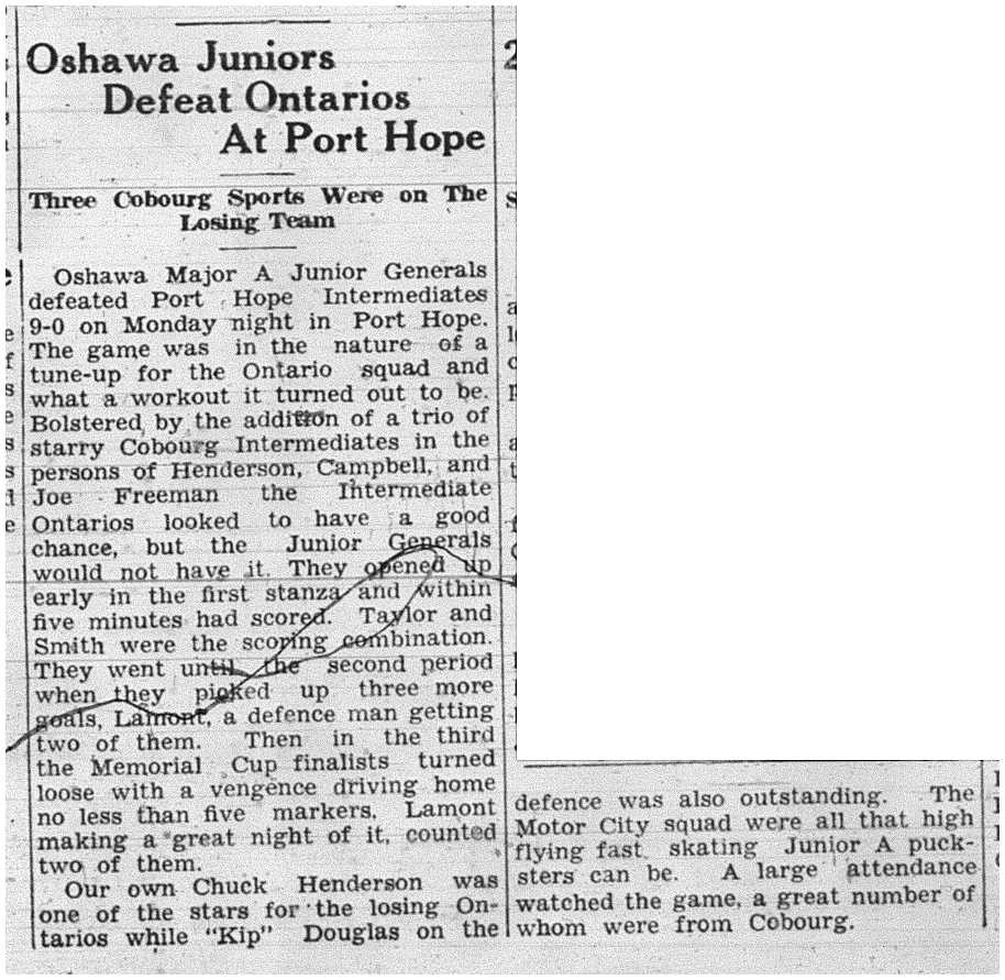 1939-01-12 Hockey -Oshawa Major JrA vs PH Intermediates