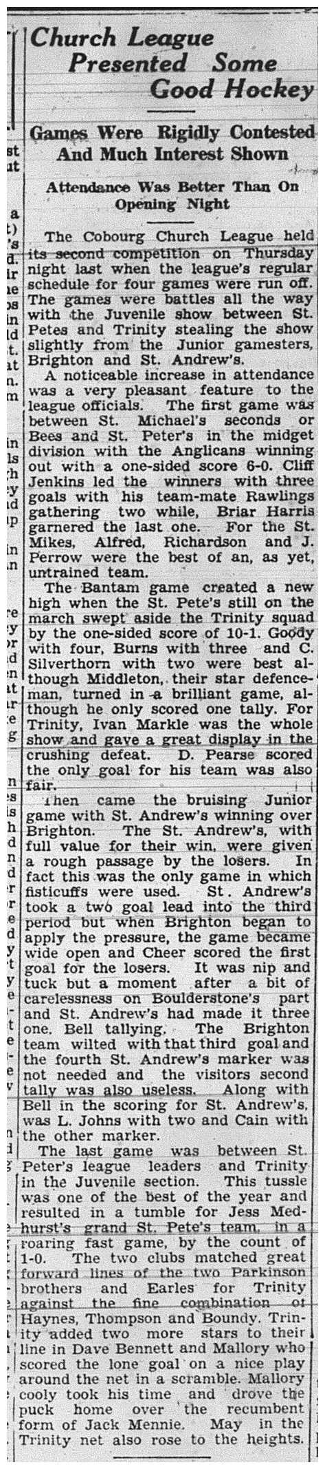 1939-01-19 Hockey -CCHL Games