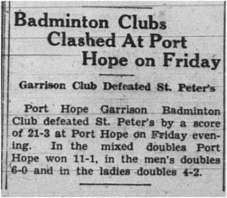 1939-01-26 Badminton -Garrison vs St Peters