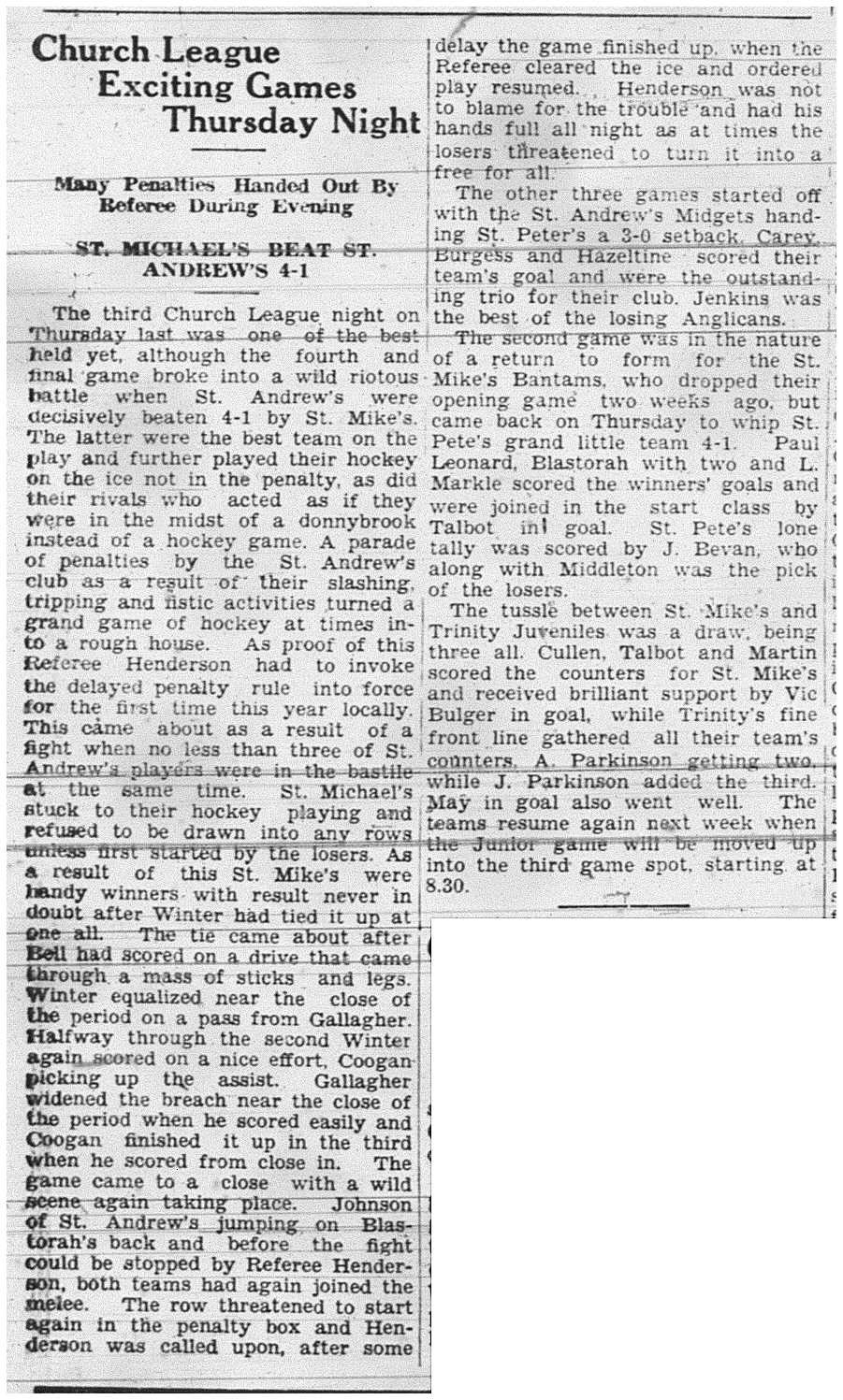 1939-01-26 Hockey -CCHL Games