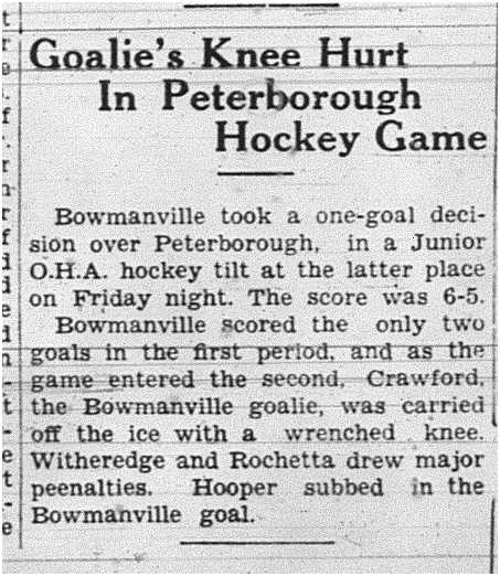 1939-01-26 Hockey -Junior-Bowmanville vs Peterborough