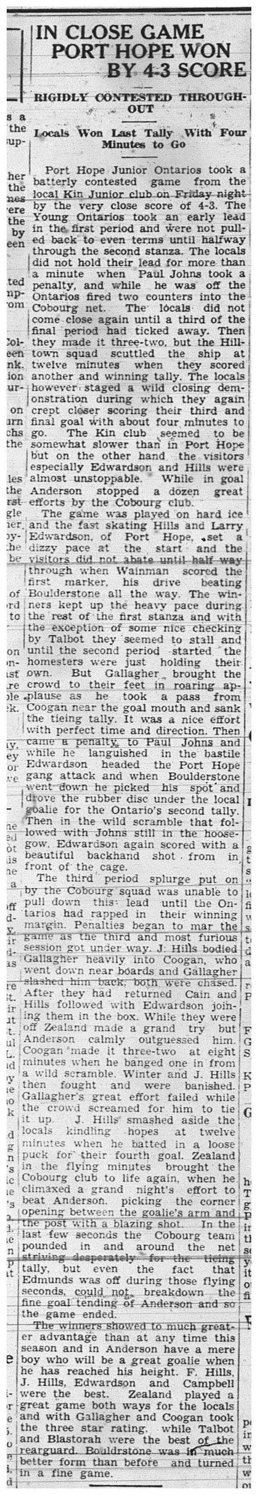 1939-01-26 Hockey -Kin Juniors vs PH