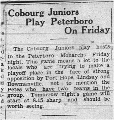 1939-01-26 Hockey -Kin Juniors vs Peterborough