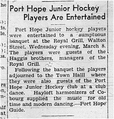 1939-03-16 Hockey -PH Juniors entertained